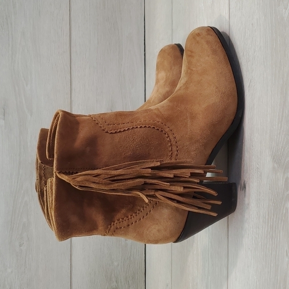 Sam Edelman Womens Louie Western Fringle Ankle Suede Booties shoes sz 8 - Picture 3 of 16